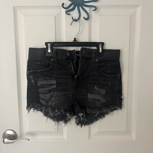 Express Black Frayed Jean Shorts